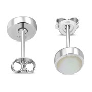 Large Mother of Pearl Oval Stud Silver Earrings, e313